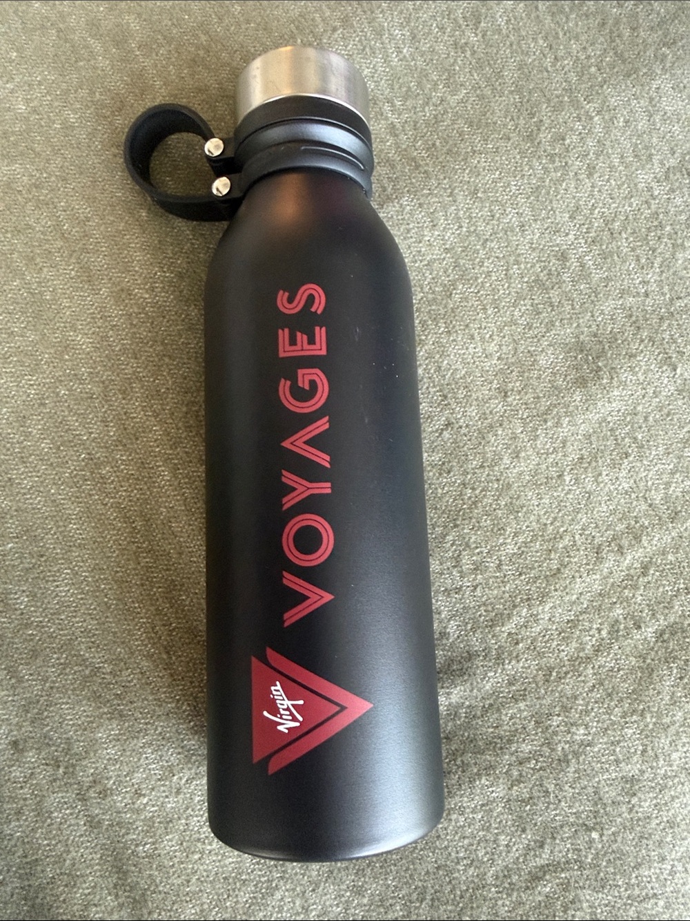 Authentic Virgin Voyages Black Steel Water Bottle - Red Logo 2 available